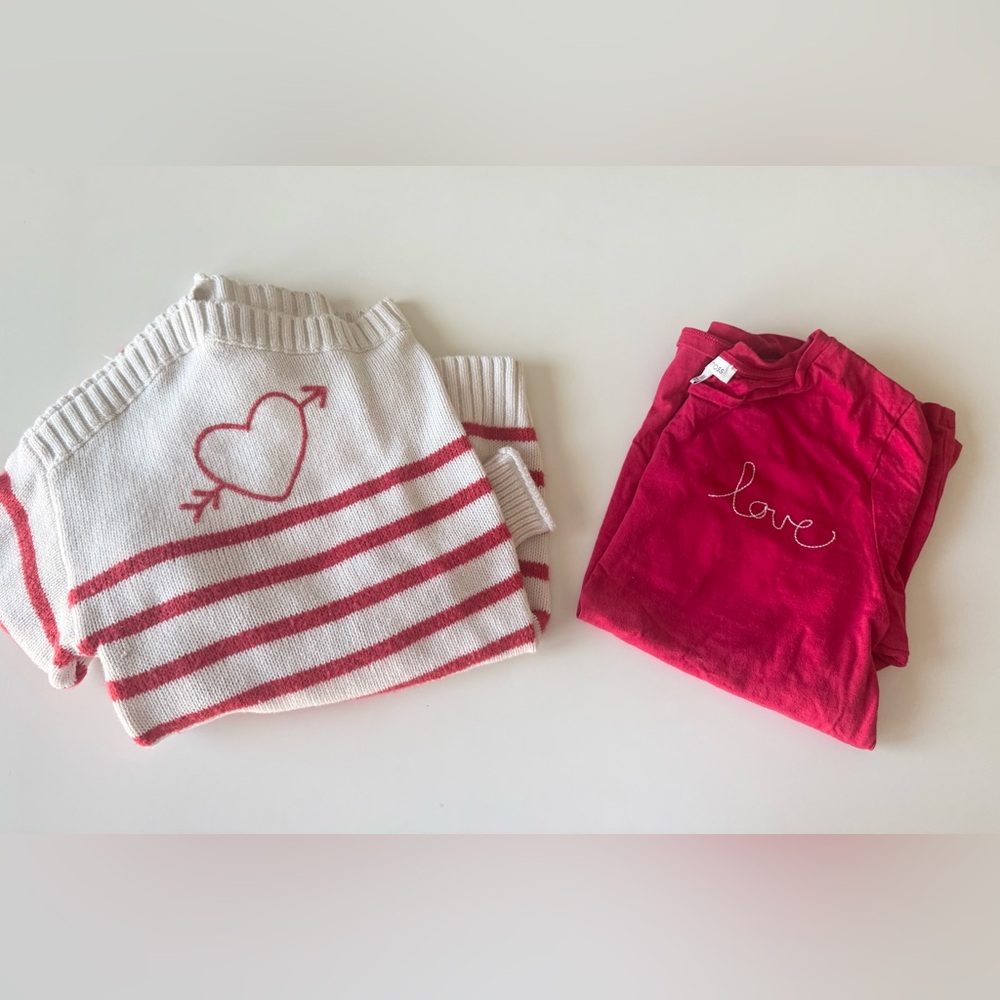 Valentine’s Day ❤️LOFT & Ella Moss White and Red Sweater & Tee Bundle